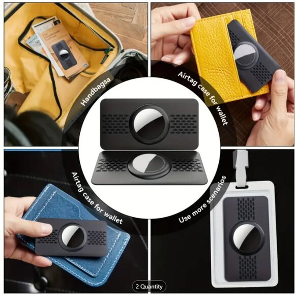 Air Tag Wallet Holder 2 Pack Black NWT - Picture 4 of 5